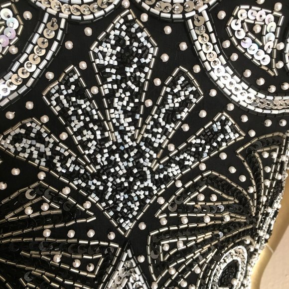 Vintage LAURENCE KAZAR Sleeveless Silk Beaded, Sequined, Embellished Dress - Picture 4 of 15